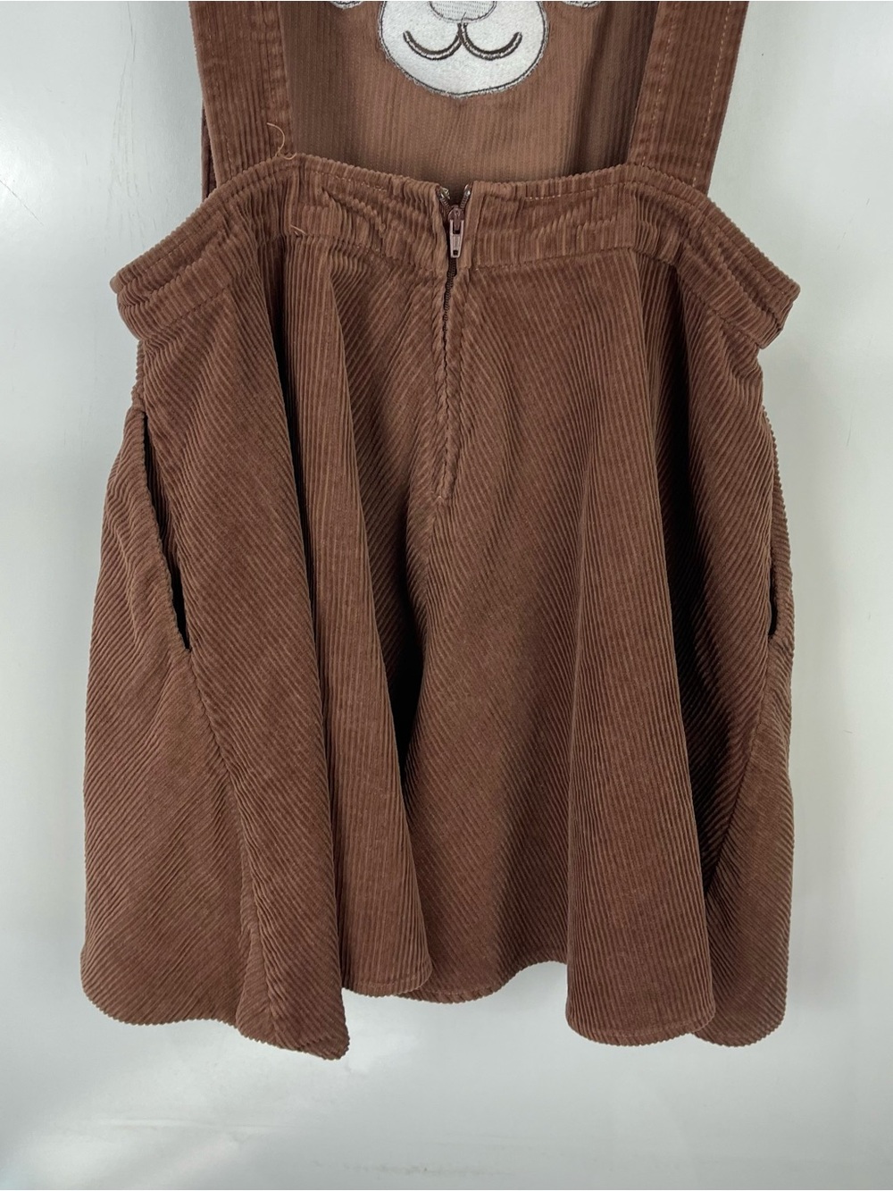 Hot Topic Teddy Bear Corduroy Overall Skirt Size Small Brown Grunge Emo Alt Girl - Picture 6 of 9